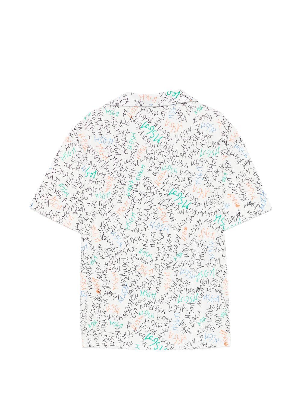 Camicia per bambino MSGM Kids bianca con stampa logo all-over S6MSJBSI236 001 MSGM KIDS 