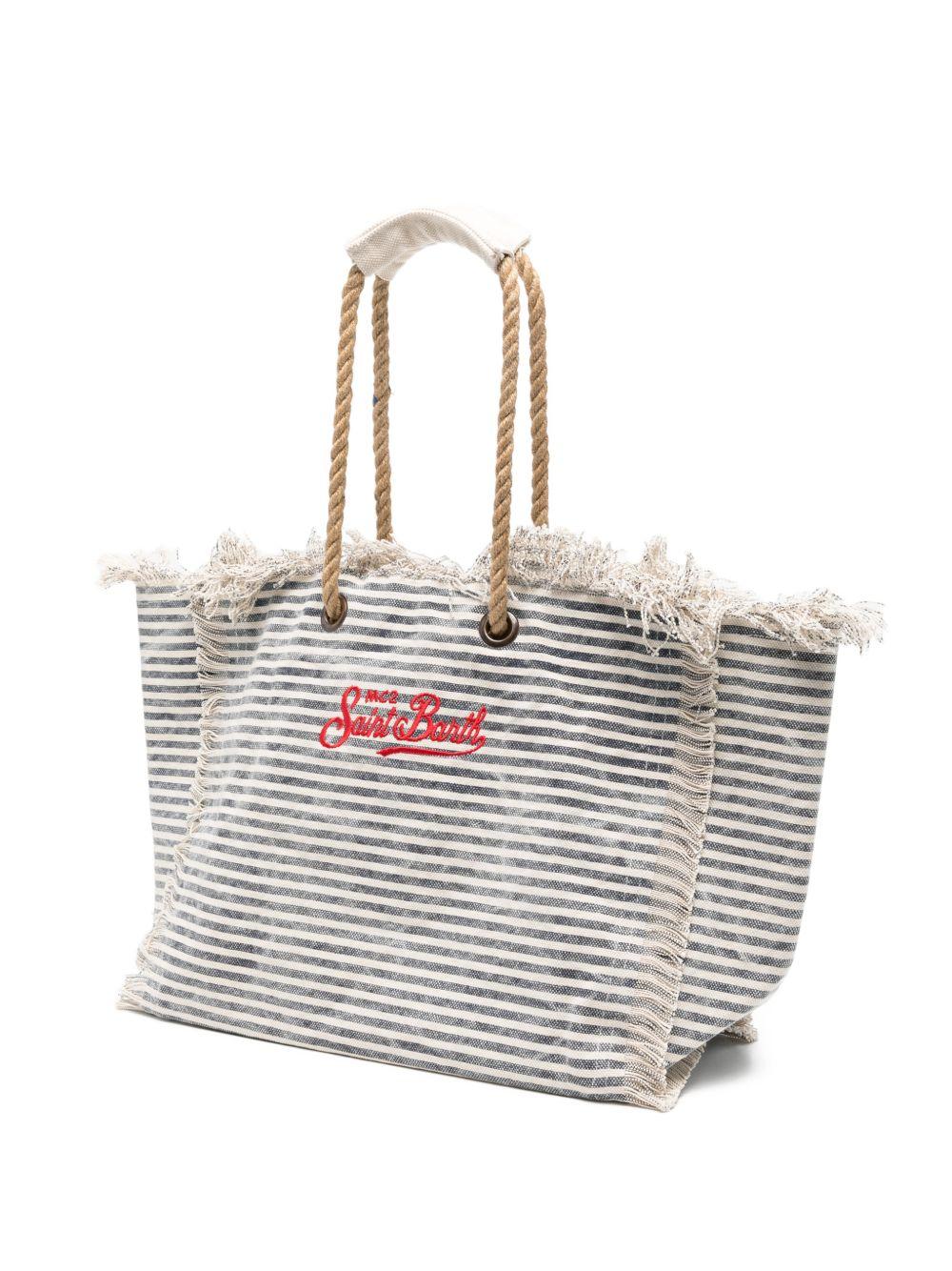 Borsa Beach Bag MC2 Saint Barth blu con fantasia a righe orizzontali BEA0003 00929L MC2 ST. BARTH 