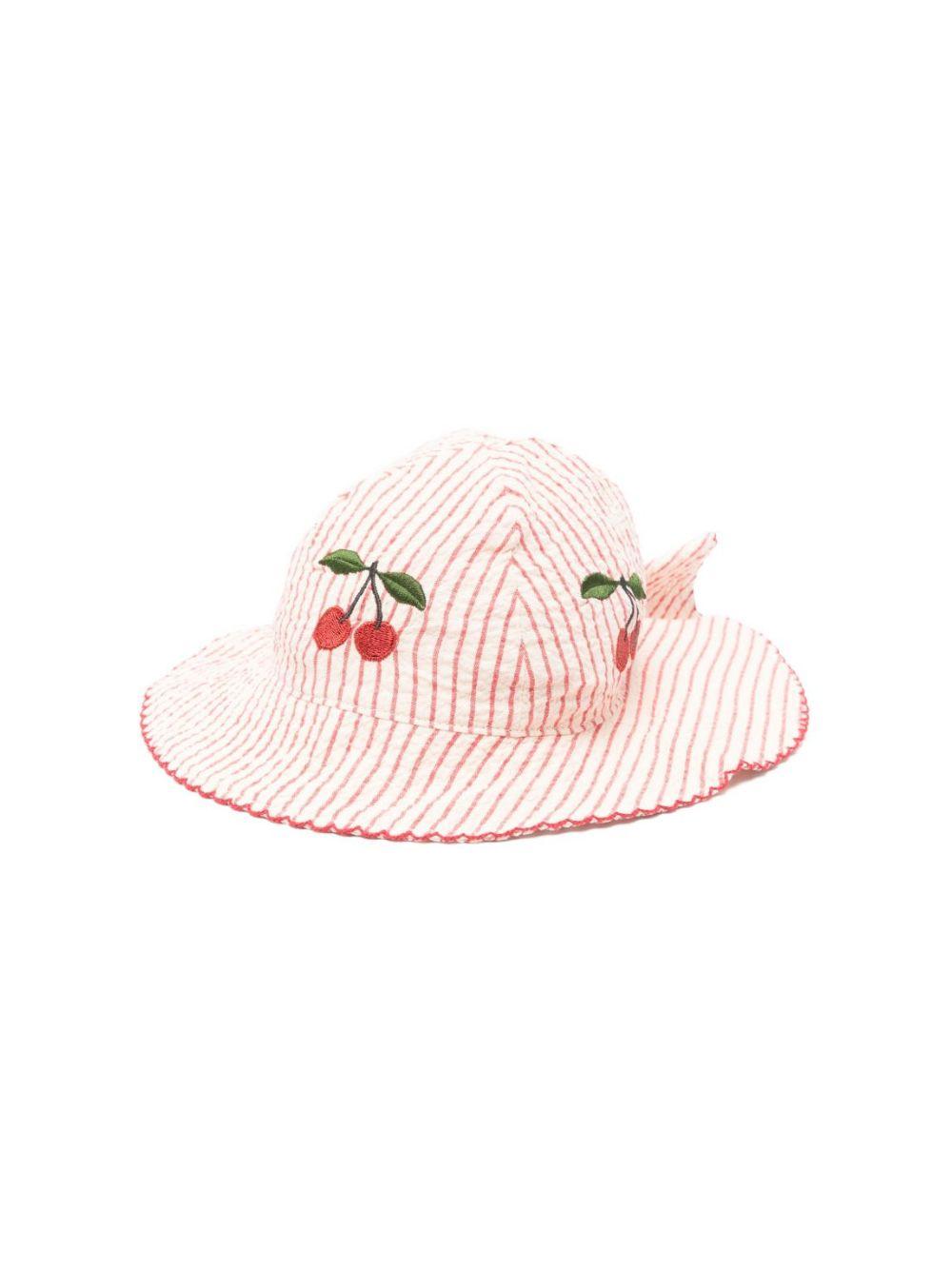 Cappello seersucker per neonata Konges Slojd beige con motivo a righe KS105348 AMOUR STRIPE KONGES SLOJD 