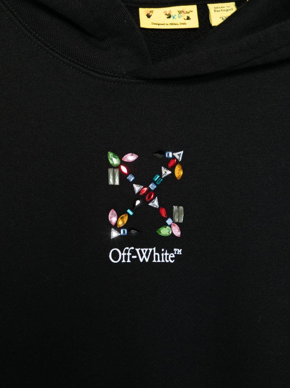 Felpa per bambina Off-White Kids nera con cappuccio 44GBB00CS26F001 001 OFF WHITE KIDS 