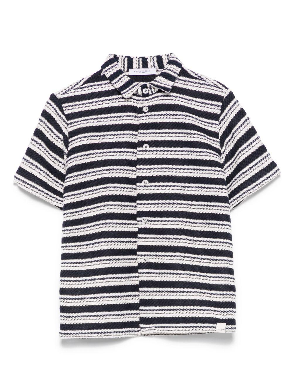 Camicia in maglia per bambino Paolo Pecora Kids blu con colletto alla cubana PP4046 BLU PAOLO PECORA KIDS 