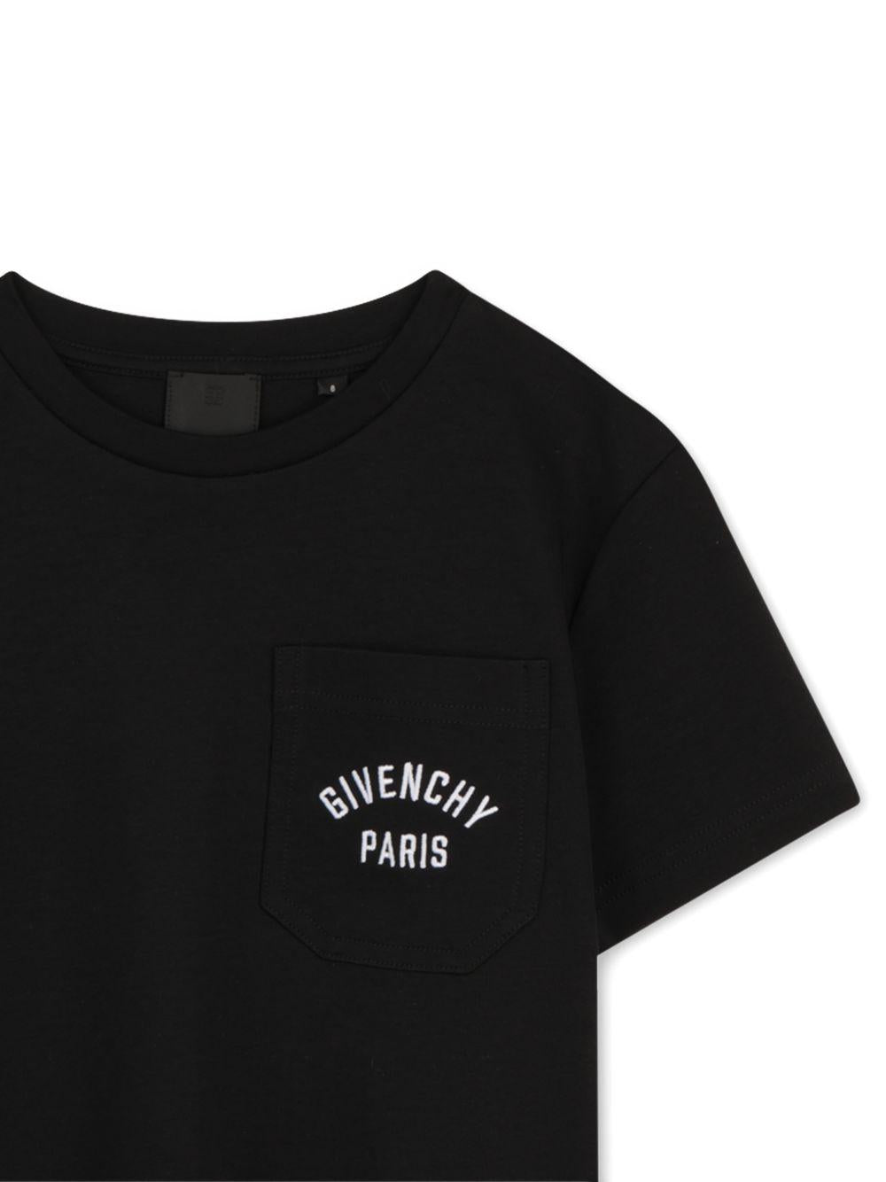 T-shirt per bambino Givenchy Kids nero con logo sul petto H31122 09B GIVENCHY KIDS 