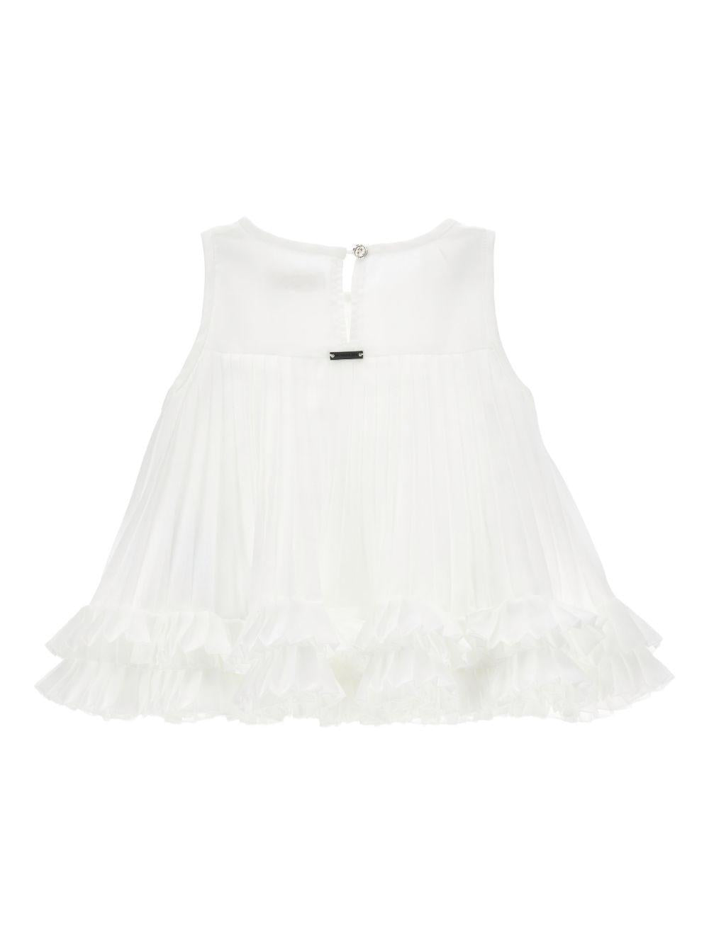 T-shirt per bambina Monnalisa bianco con design plissettato 71G305 7364 0001 MONNALISA KIDS 