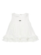 T-shirt per bambina Monnalisa bianco con design plissettato 71G305 7364 0001 MONNALISA KIDS 