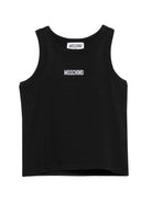 Canotta per bambina Moschino Kids nera con motivo a coste HAM06MLBA39 60100 MOSCHINO KIDS 