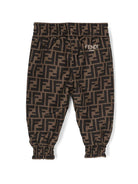 Pantaloni sportivi per neonato Fendi Kids marrone con logo FF all-over BUF071 AMJJ F19J5 FENDI KIDS 