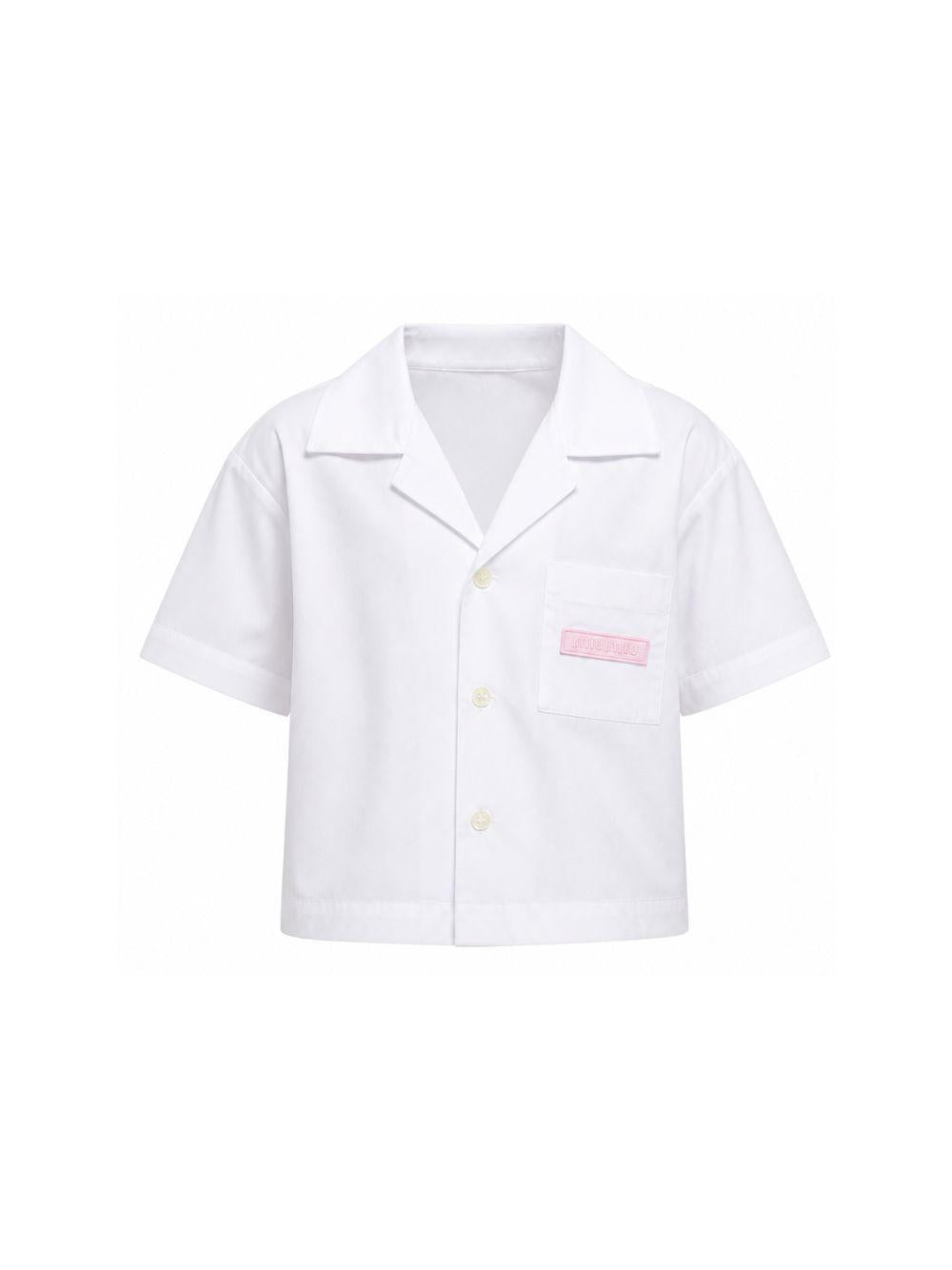 Camicia per bambina Palm Angels Kids bianca con taschino sul petto PGGG001S26FAB002 002 PALM ANGELS KIDS 