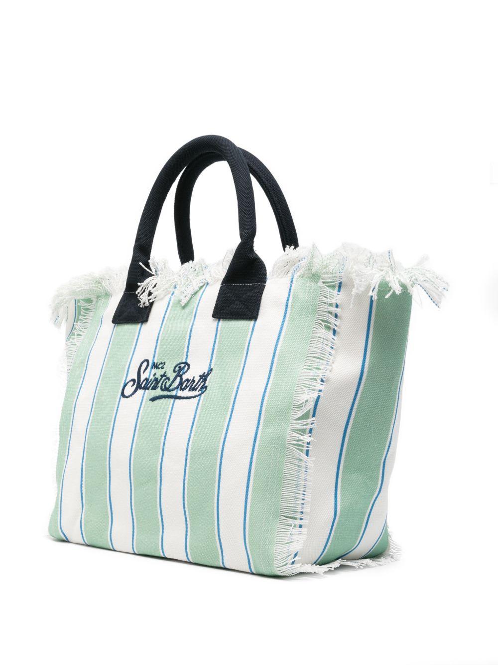 Borsa Vanity MC2 Saint Barth bianca e verde con motivo a righe VANI001 00937L MC2 ST. BARTH KIDS 