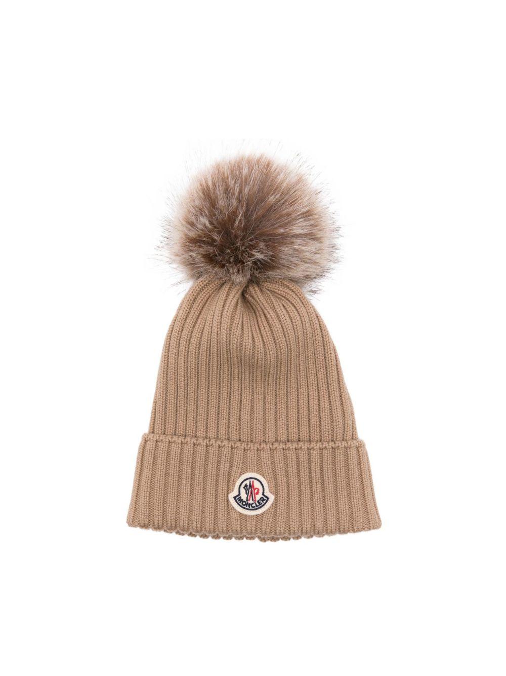 Berretto per bambini Moncler Enfant beige con pompon L29543B00007A9327 231 MONCLER KIDS 