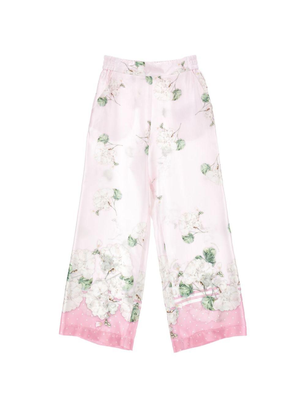 Pantaloni per bambina Monnalisa rosa con stampa a fiori 71G403 7668 0091 MONNALISA KIDS 