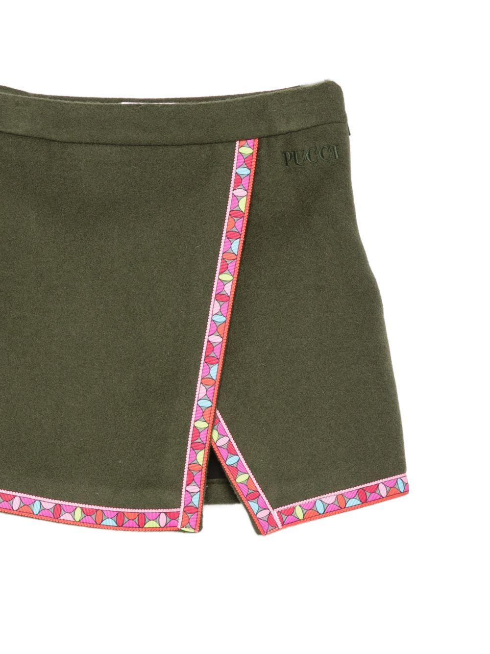 Gonna per bambina Emilio Pucci Kids verde con finiture con motivo geometrico PZ7A50 E0259 783 EMILIO PUCCI KIDS 