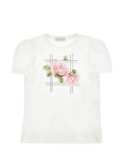T-shirt per bambina Monnalisa Kids bianca con stampa grafica 71H603 8201 0001 MONNALISA KIDS 