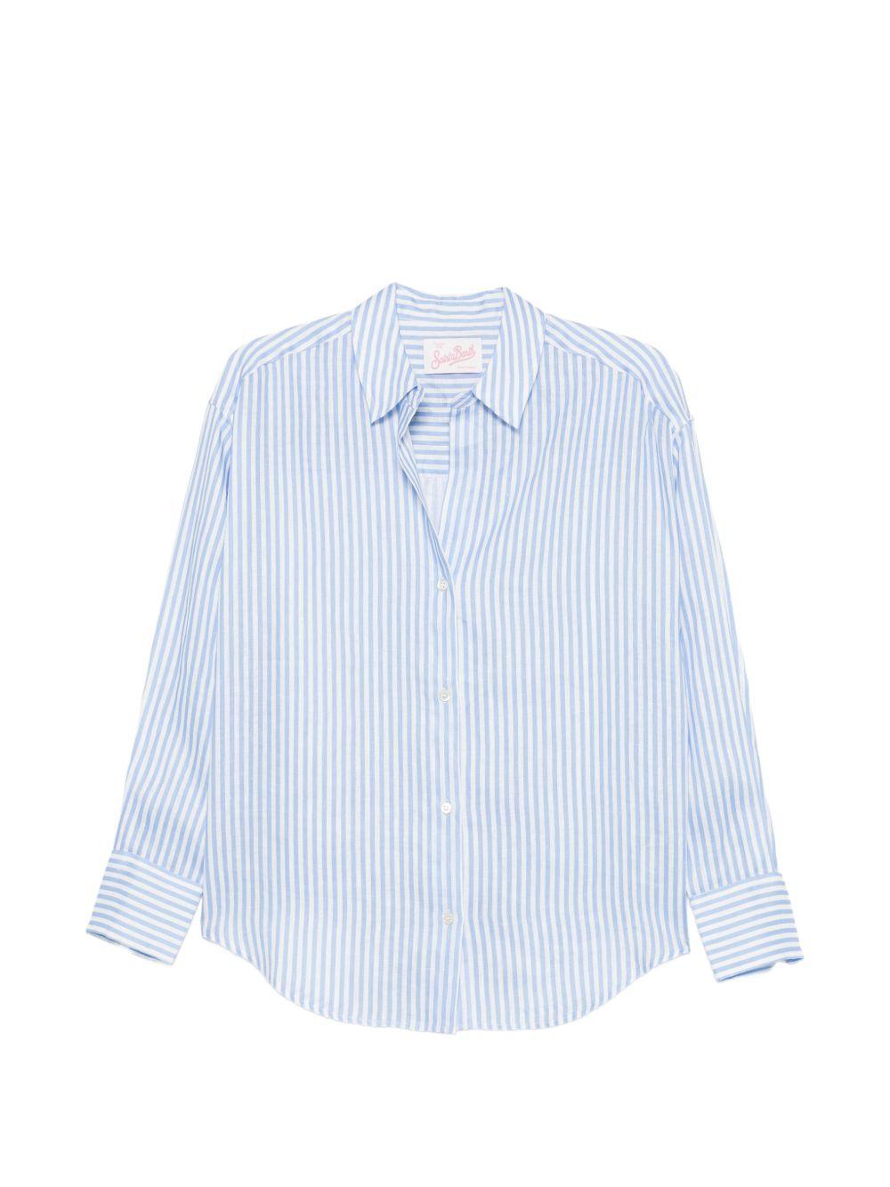Camicia da donna MC2 Saint Barth azzurro con motivo a righe verticali CYS0001 07571L MC2 ST. BARTH 