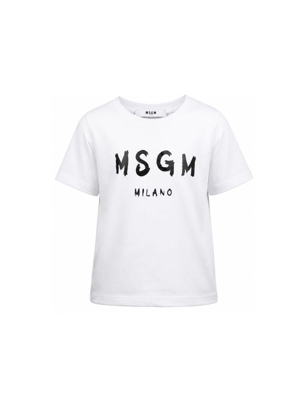 T-shirt per bambino MSGM Kids bianca con stampa logo S6MSJUTH001 001 MSGM KIDS 