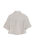 Camicia per bambina Brunello Cucinelli Kids beige con glitter BH547S024 C169 BRUNELLO CUCINELLI KIDS 