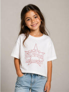 T-shirt per bambina Stella McCartney Kids bianca con stampa grafica TZ8B11 Z3931 100 STELLA McCARTNEY KIDS 