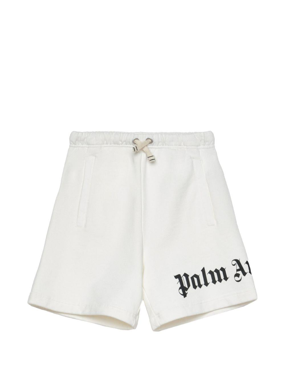 Bermuda per bambino Palm Angels Kids bianco con logo PBCI006S26FLE001 002 PALM ANGELS KIDS 