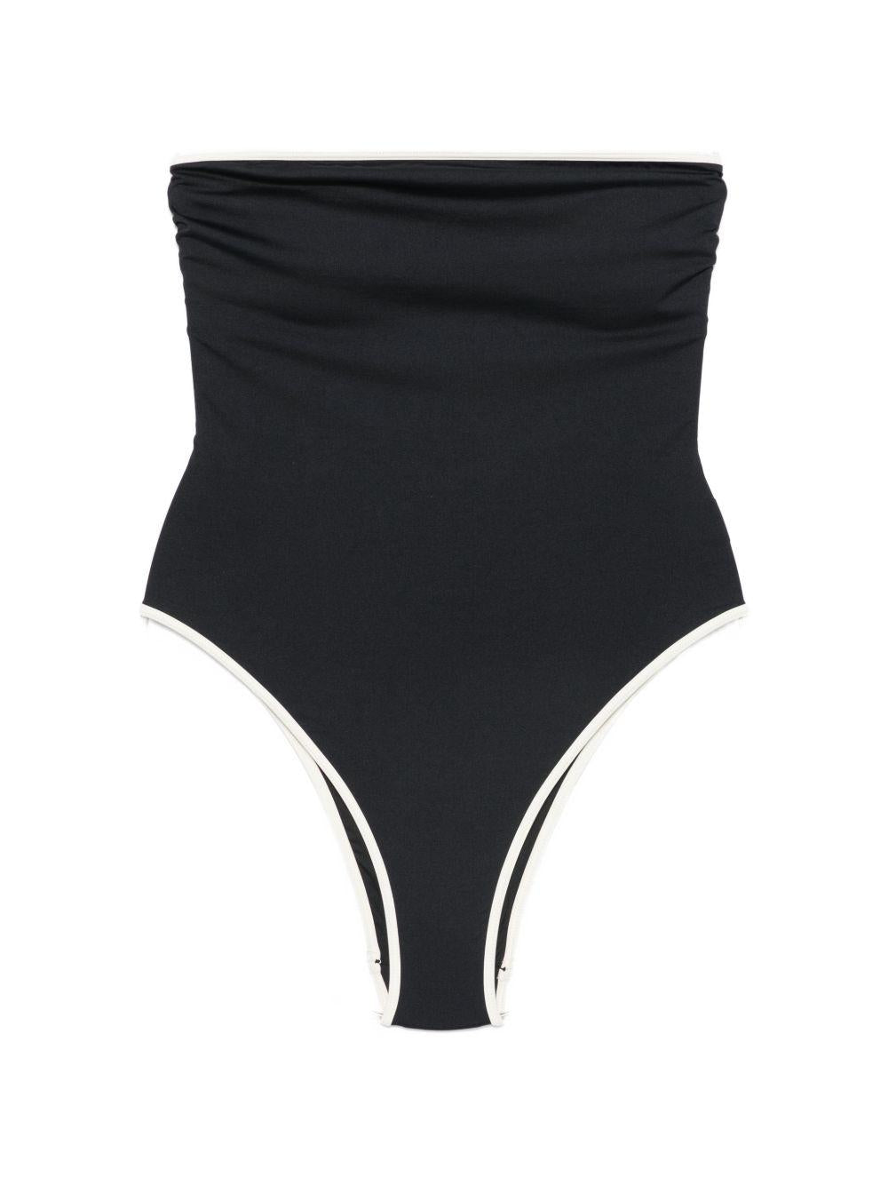 Costume da bagno Khyra MC2 Saint Barth nero con arricciature a stringa KHR0002 00174L MC2 ST. BARTH 