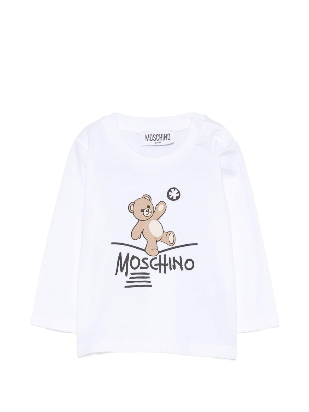T-shirt per neonati Moschino Kids bianca con motivo Teddy Bear MOO014LAA20 10101 MOSCHINO KIDS 