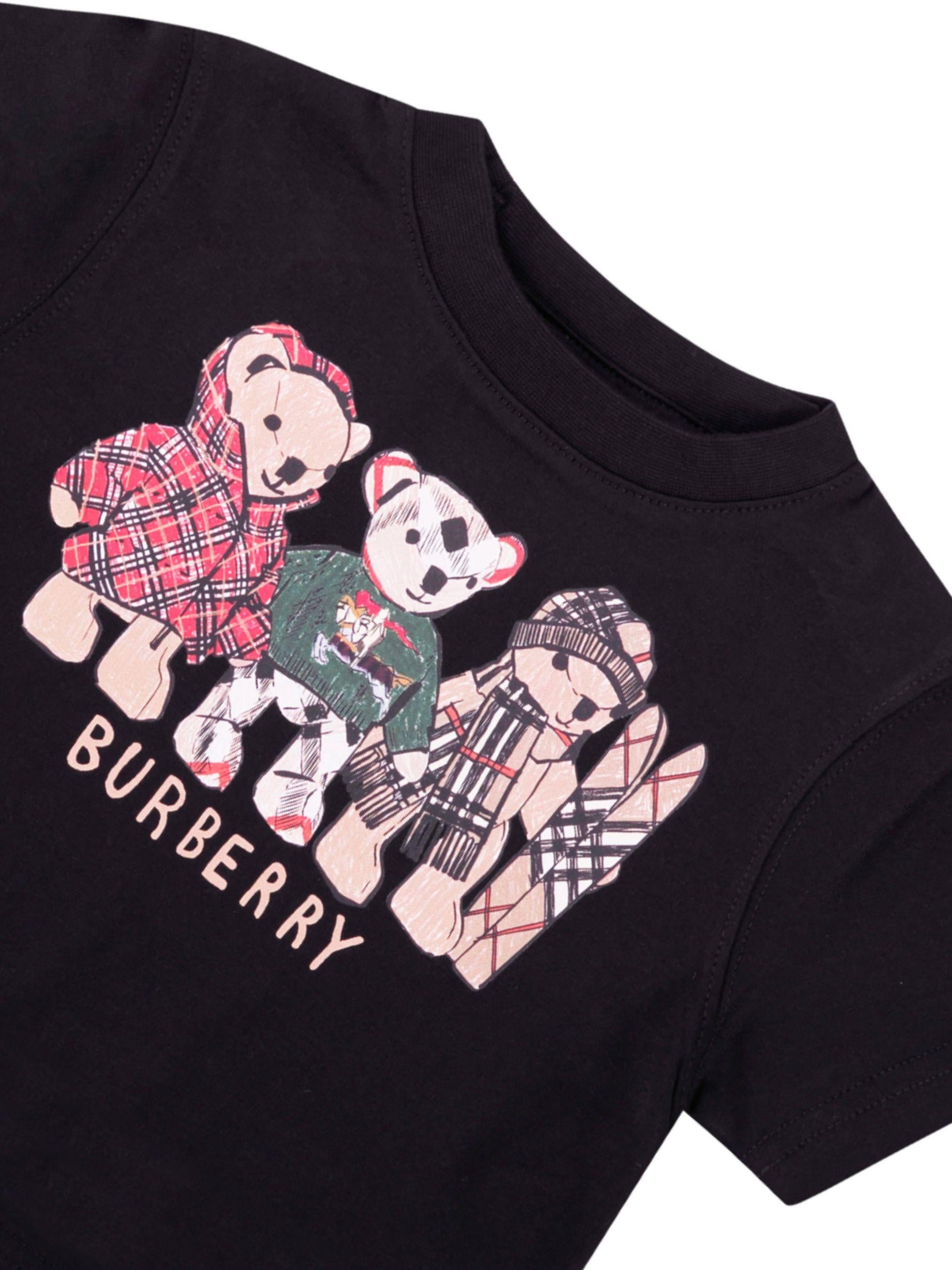 T-shirt neonato Burberry Kids nera con stampa Thomas Bear 8121200 A1189 BURBERRY KIDS 