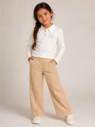 Pantaloni per bambina Monnalisa Kids beige con tessuto a coste 17H405 8852 003M MONNALISA KIDS 