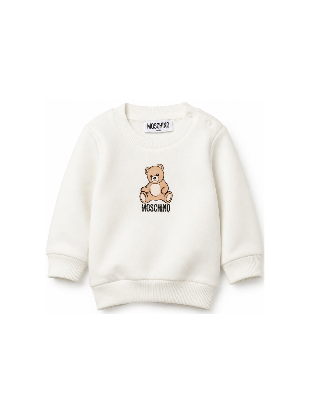 Felpa per neonati Moschino Kids bianca con motivo Teddy Bear MUF06ILCA40 10063 MOSCHINO KIDS 