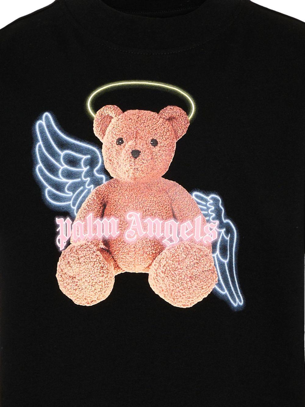 T-shirt per bambina Palm Angels Kids nera con stampa grafica Teddy PGAA002S26JER001 110 PALM ANGELS KIDS 