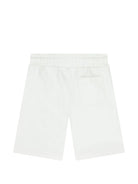 Shorts per bambino Moschino Kids bianchi con stampa tre Teddy Bear HUQ02MLCA89 10101 MOSCHINO KIDS 