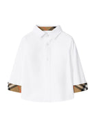 Camicia per neonato Burberry Kids Oxford bianco con bordo a quadri 8121251 A1464 BURBERRY KIDS 