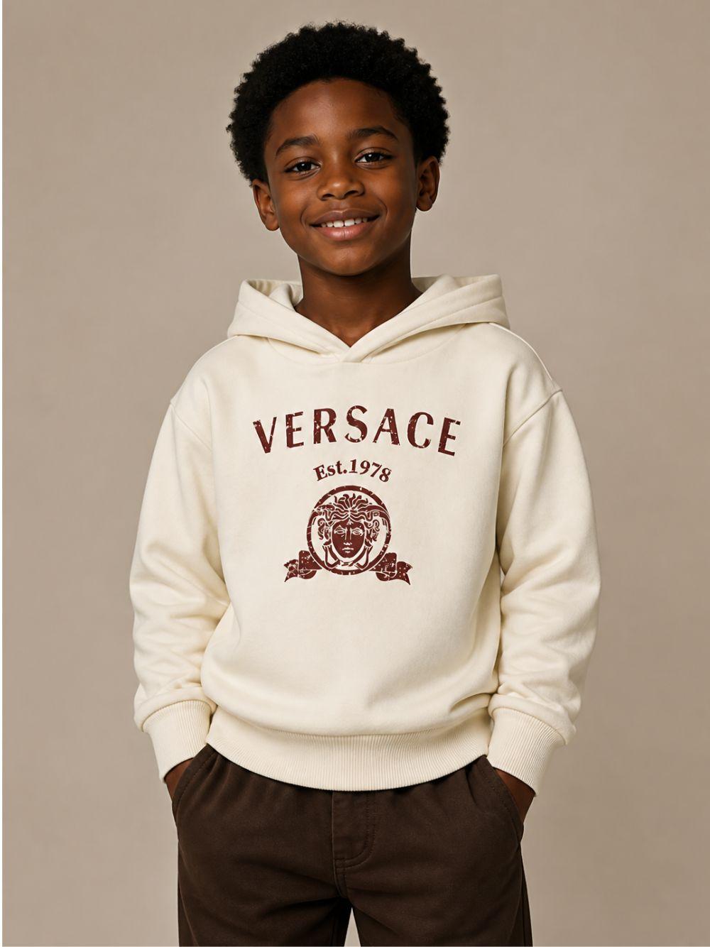 Felpa per bambino Versace Kids beige con stampa grafica 10249501A18126 2YE00 VERSACE KIDS 