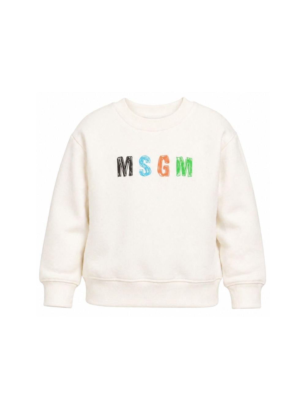 Felpa per bambini MSGM Kids bianca con logo sul davanti S6MSJBSW237 013 MSGM KIDS 