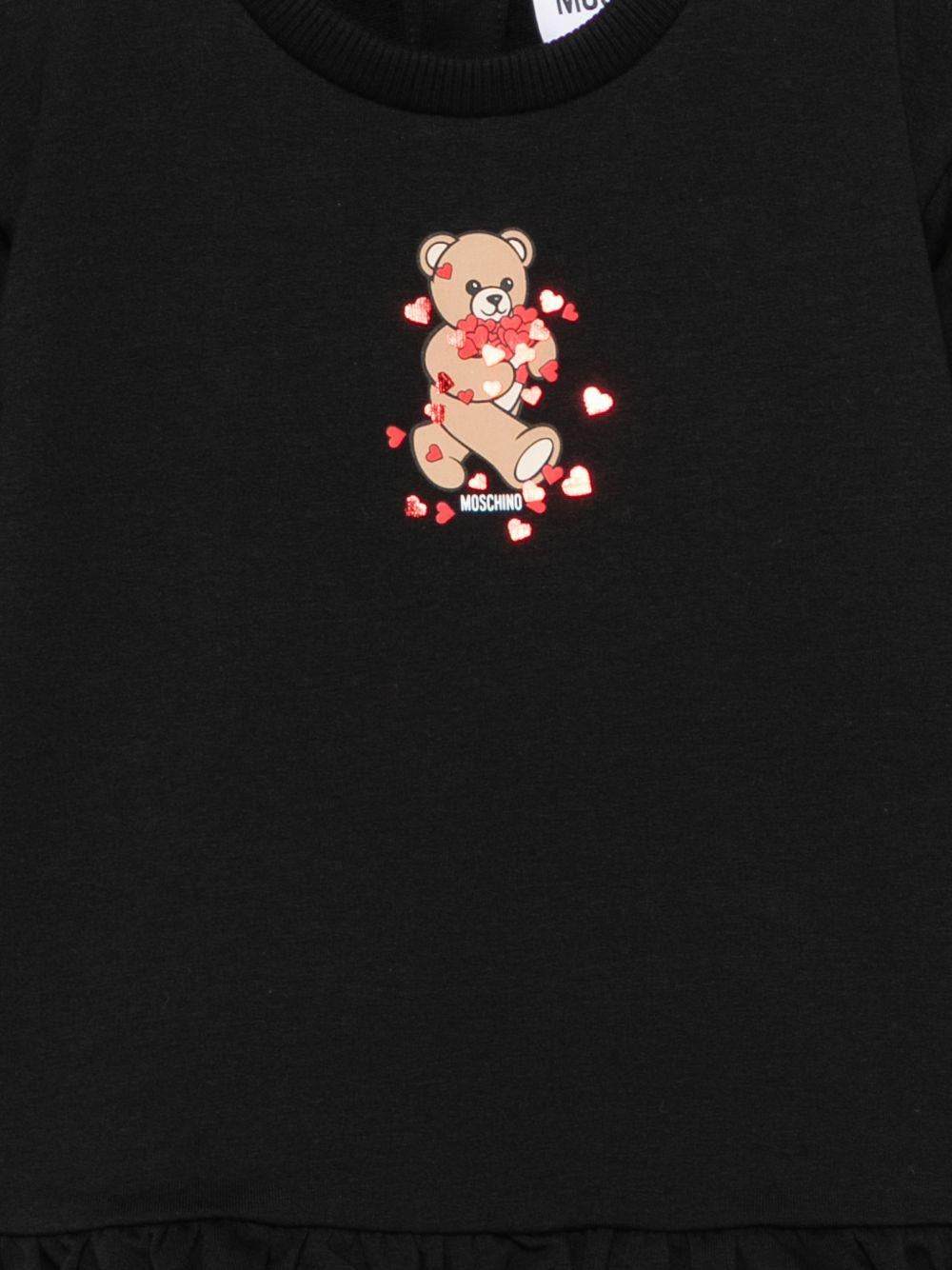 Abito per neonata Moschino Kids nero con motivo Teddy Bear MAV0CWLDA63 60100 MOSCHINO KIDS 