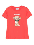 T-shirt per bambini Moschino Kids rosso con stampa grafica Teddy HUM05HLAA01 50109 MOSCHINO KIDS 