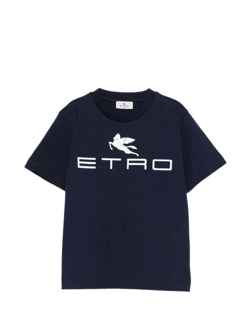 T-shirt per bambino Etro Kids blu navy con dettaglio logo GY8Q11 Z3672 617 ETRO KIDS 