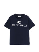 T-shirt per bambino Etro Kids blu navy con dettaglio logo GY8Q11 Z3672 617 ETRO KIDS 