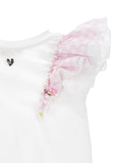 T-shirt per bambina Monnalisa bianca con ruches 11G604 7201 9990 MONNALISA KIDS 