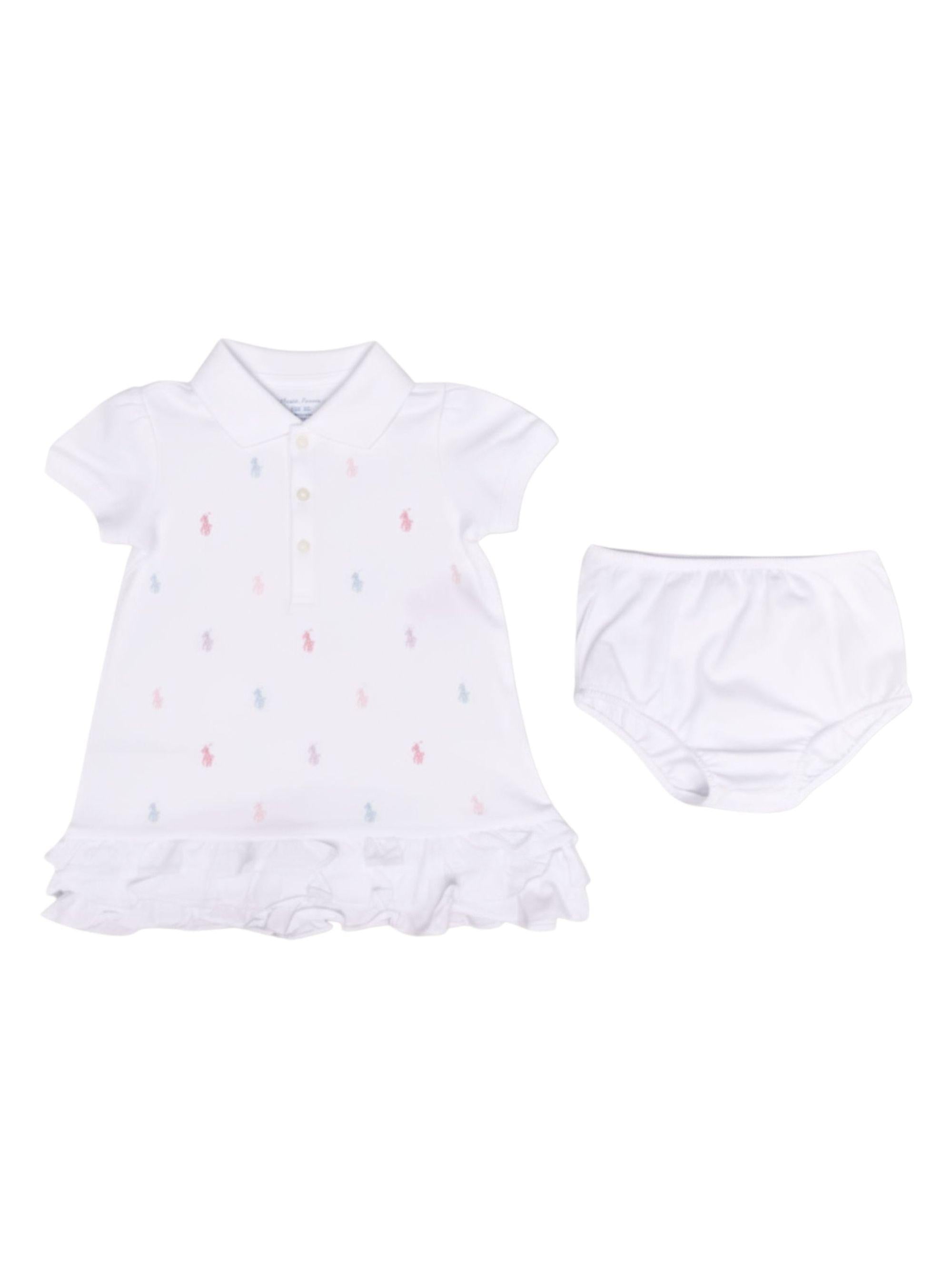 Abito per neonata POLO RALPH LAUREN KIDS bianco in cotone con ricamo 310676237 002 Ralph Lauren kids 