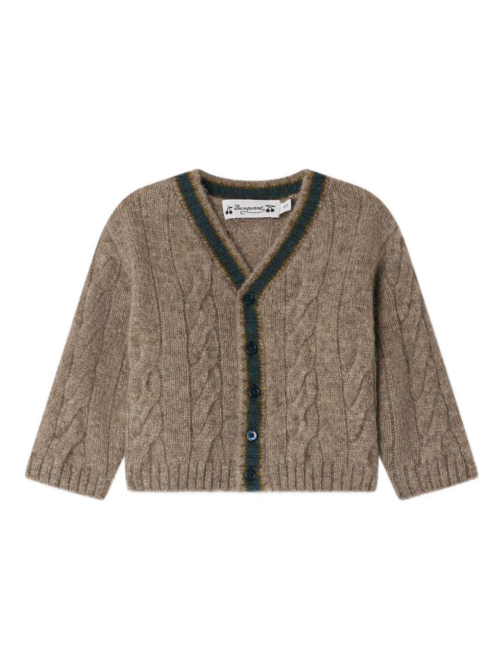 Cardigan per neonato Bonpoint marrone in maglia a trecce W05YCAK00005 262 BONPOINT 