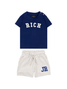Set t-shirt e shorts per neonato John Richmond Junior blu con stampa logo RIP26022CJ BLUE JOHN RICHMOND KIDS 