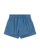 Bermuda con logo per neonata Moschino Kids indaco con vita elasticizzata MUQ019L0E13 40933 MOSCHINO KIDS 