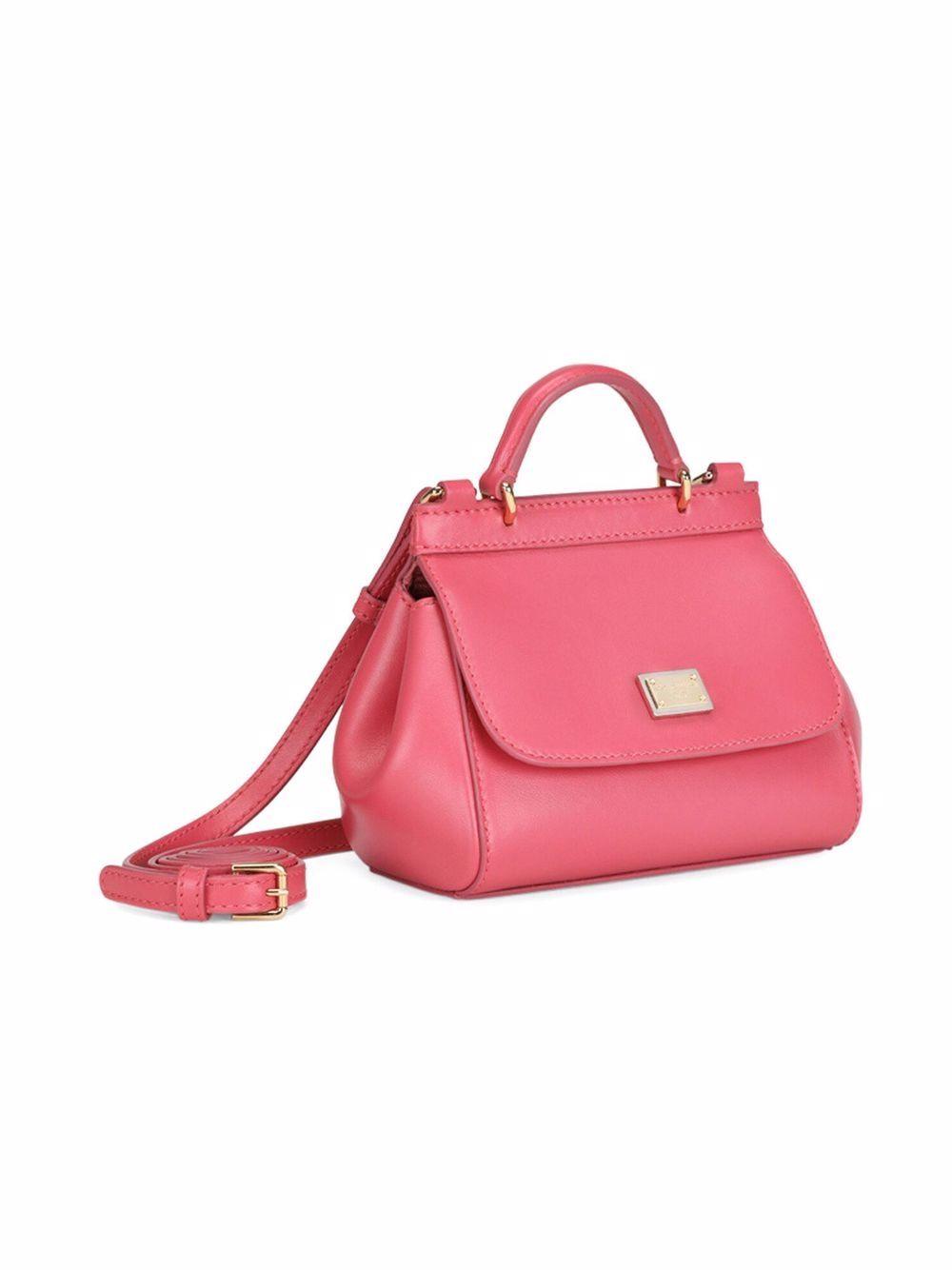 Borsa Sicily mini per bambina Dolce & Gabbana Kids rosa con dettaglio placca logo dorata EB0003 AW576 80422 DOLCE & GABBANA KIDS 