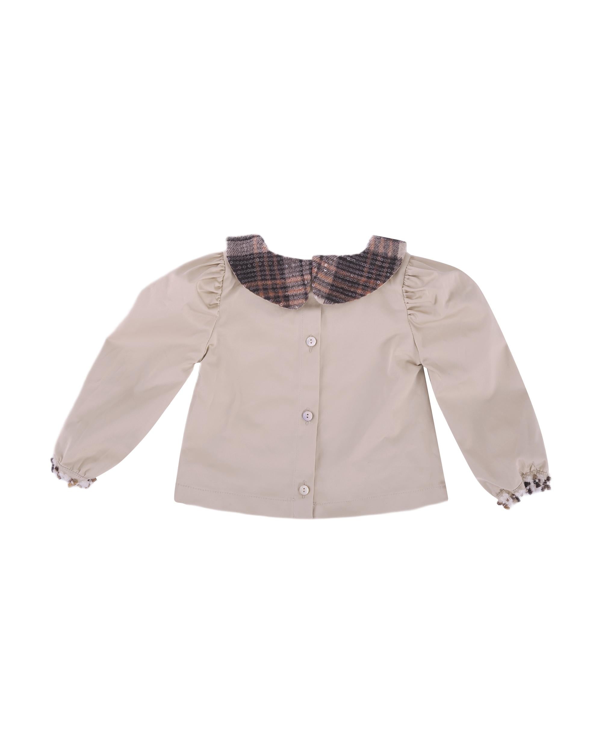 Camicia per neonata A'lapage beige con colletto con motivo scozzese AL22NB BEIGE A'LAPAGE 