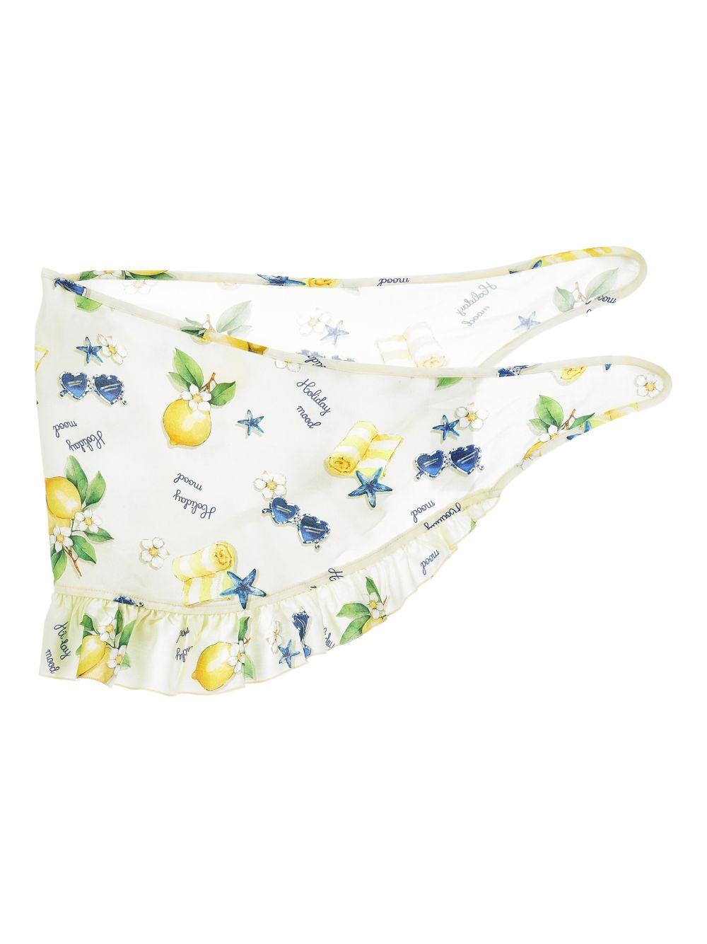 Pareo per bambina Monnalisa bianco con stampa grafica all-over 19G008 7028 0099 MONNALISA KIDS 