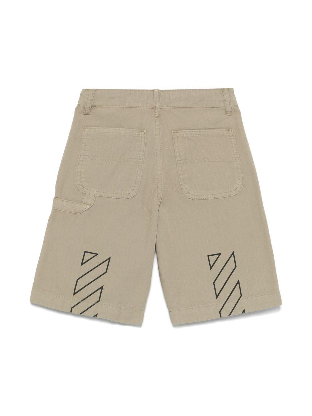 Bermuda con logo per bambino Off-White Kids verde con due tasche posteriori OBCB00BS25FAB001 6310 OFF WHITE KIDS 