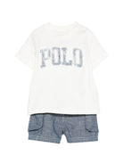 Completo per neonato Polo Ralph Lauren Kids bianco e blu con dettaglio logo 320B14081 001 Ralph Lauren kids 