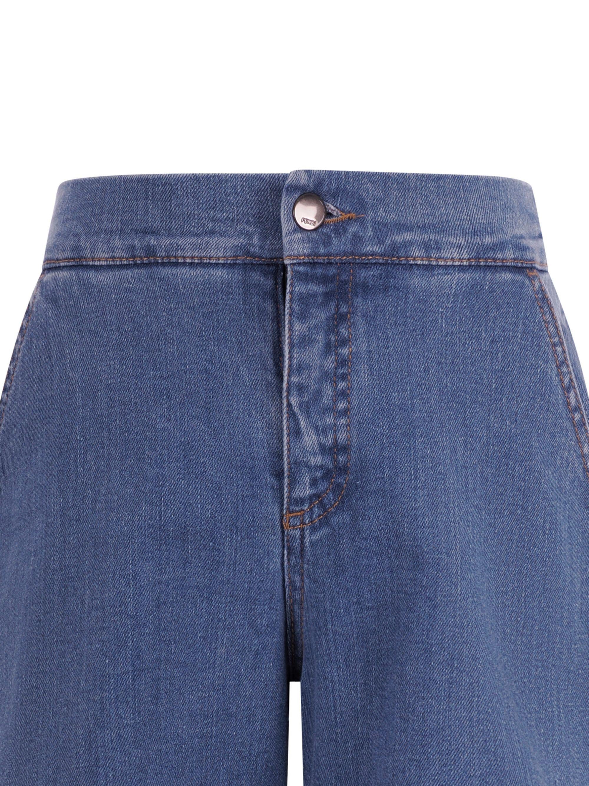 Pantaloni per bambina Fendi Kids denim con dettaglio monogramma FF JMF567 AVVU F0QG0 FENDI KIDS 