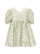 Abito per bambina Alapage verde con dettagli frange 26SAGDRE00042 OLIVA A'LAPAGE KIDS 