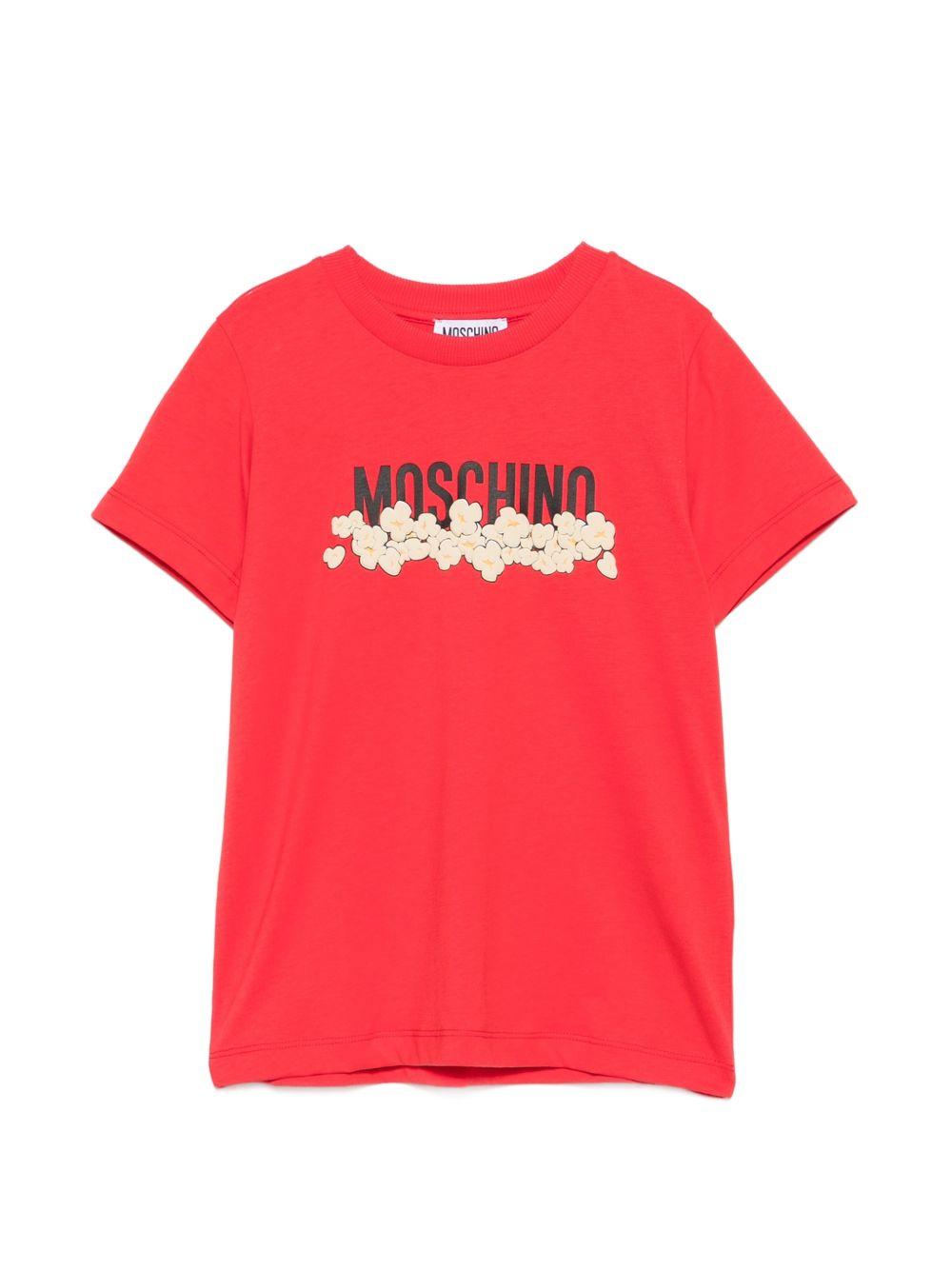 T-shirt per bambini Moschino Kids rossa con stampa grafica con logo H6M058LAA20 50109 MOSCHINO KIDS 
