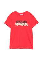 T-shirt per bambini Moschino Kids rossa con stampa grafica con logo H6M058LAA20 50109 MOSCHINO KIDS 