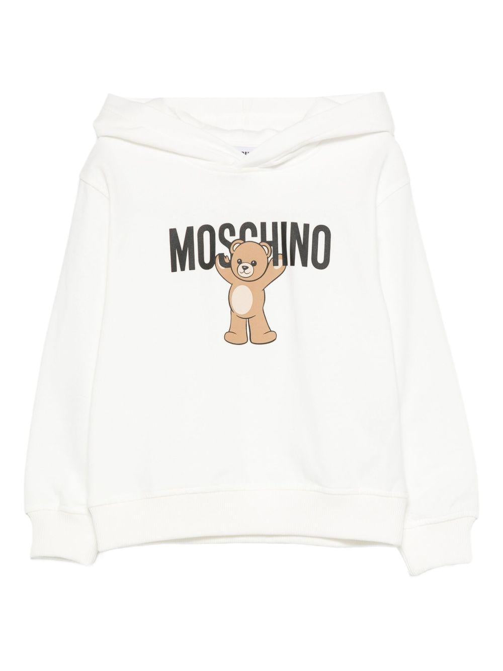 Felpa per bambini Moschino Kids bianca con stampa Teddy Bear HUF09FLCA40 10063 MOSCHINO KIDS 